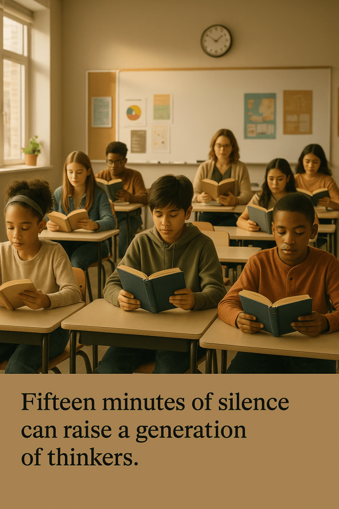 Students participating in Silent Sustained Reading, quietly absorbed in their books.